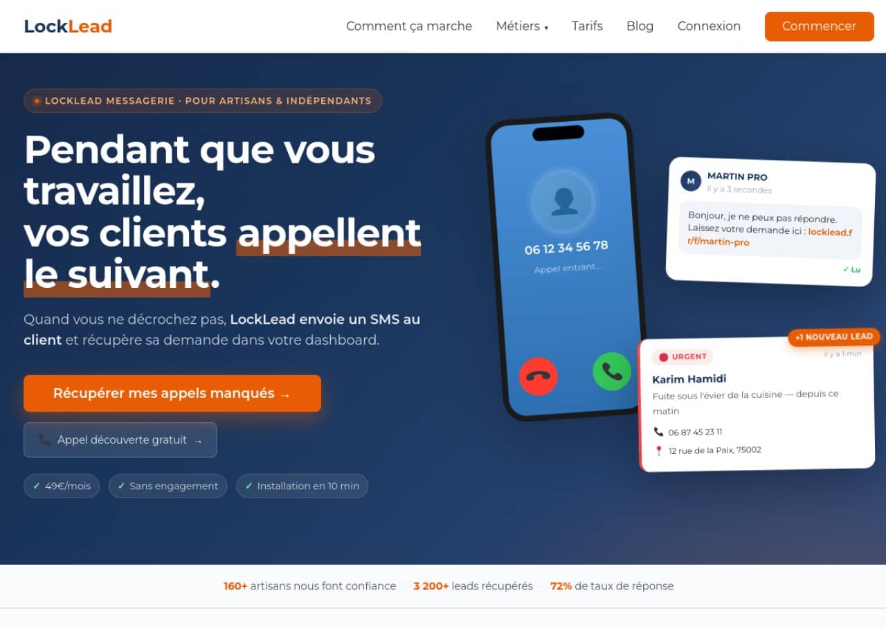 LockLead : SMS automatique pour pros et indépendants