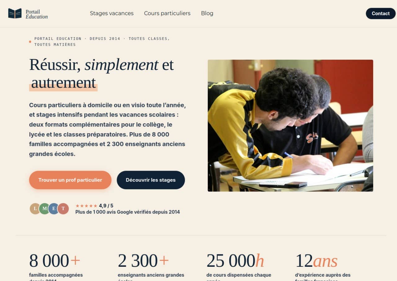 Portail Éducation : Cours particuliers et stages de vacances
