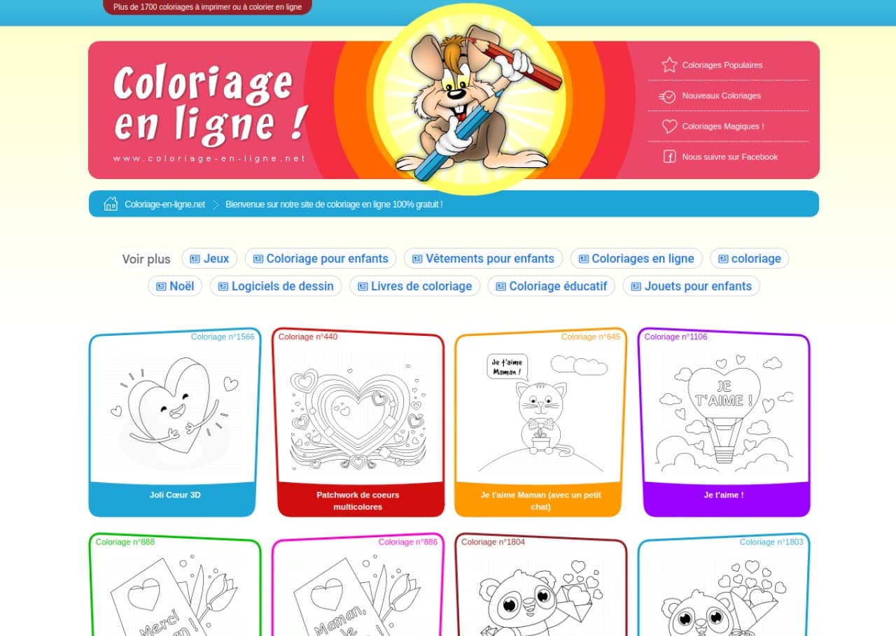 Coloriage en ligne : Plus de 1800 coloriages en ligne