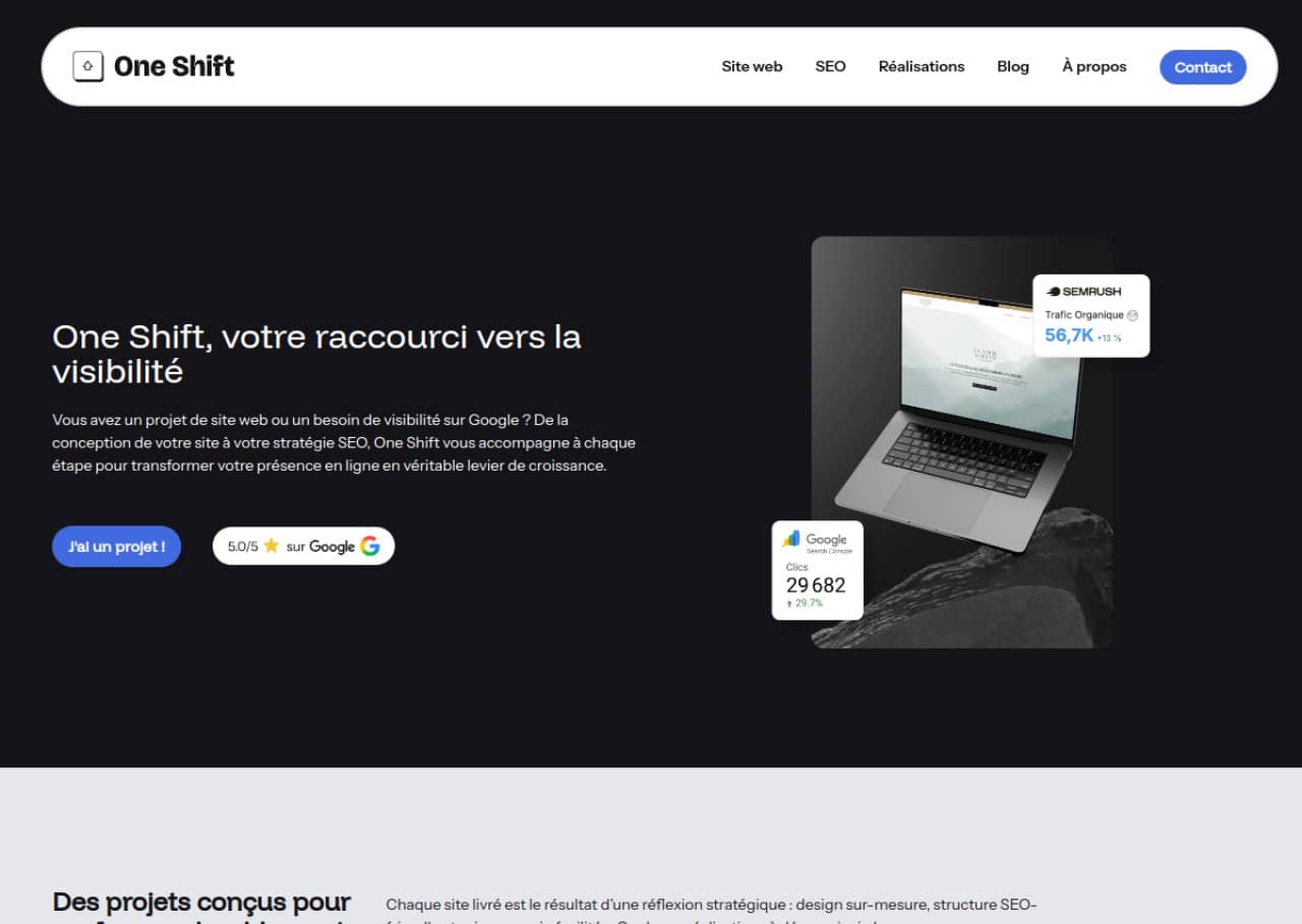 One Shift : Création de sites internet et suivi SEO à Angers