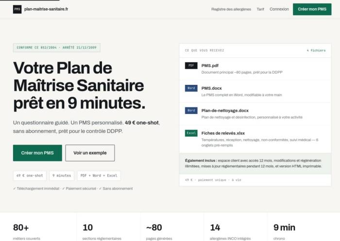 Plan de Maîtrise Sanitaire conforme à la réglementation