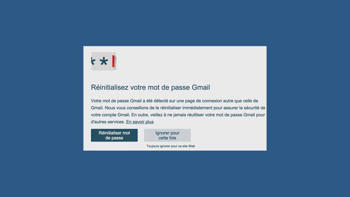 Alerte mot de passe pour Google Chrome