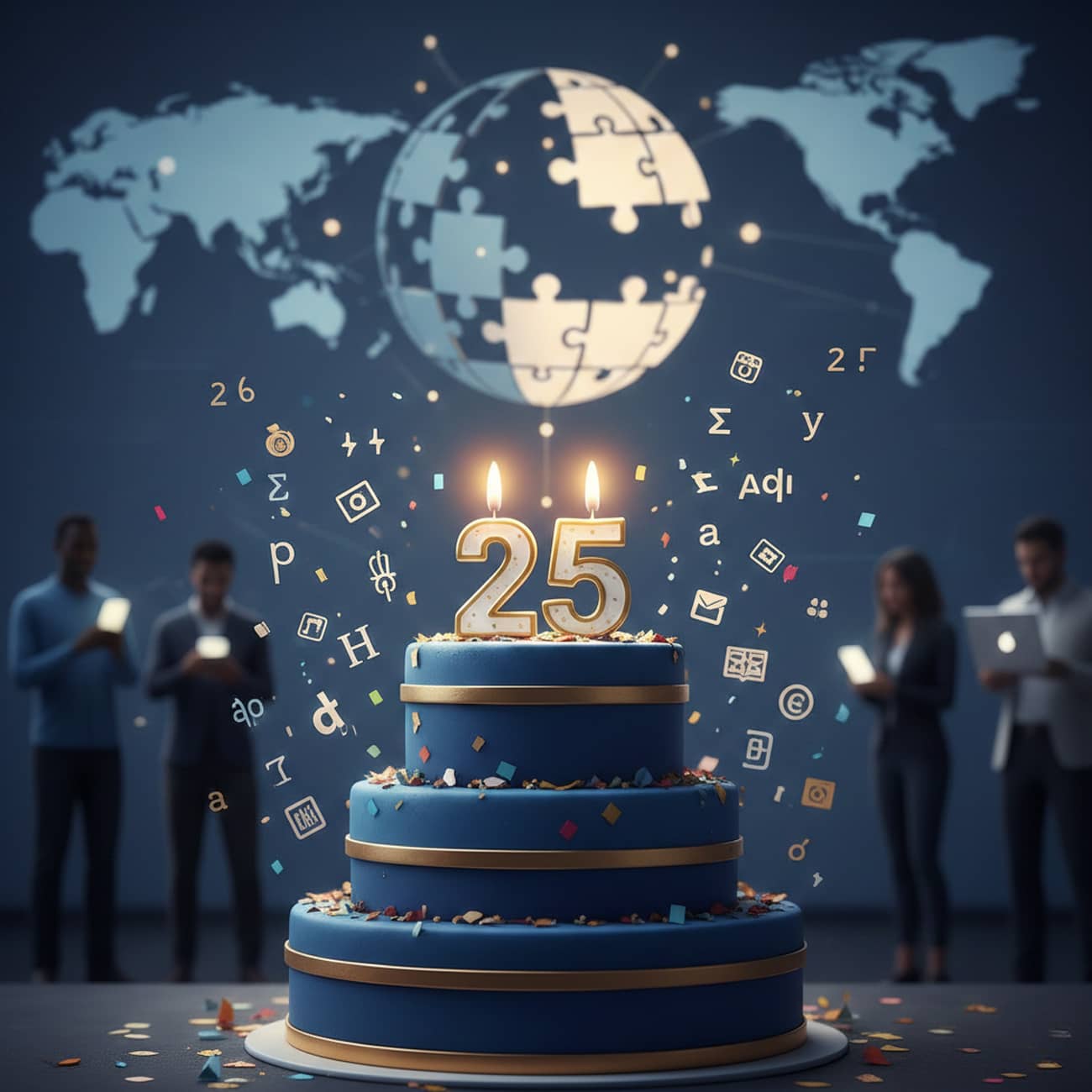 Le 25e anniversaire de Wikipédia fêté avec un gâteau (Crédit : Alex.I)