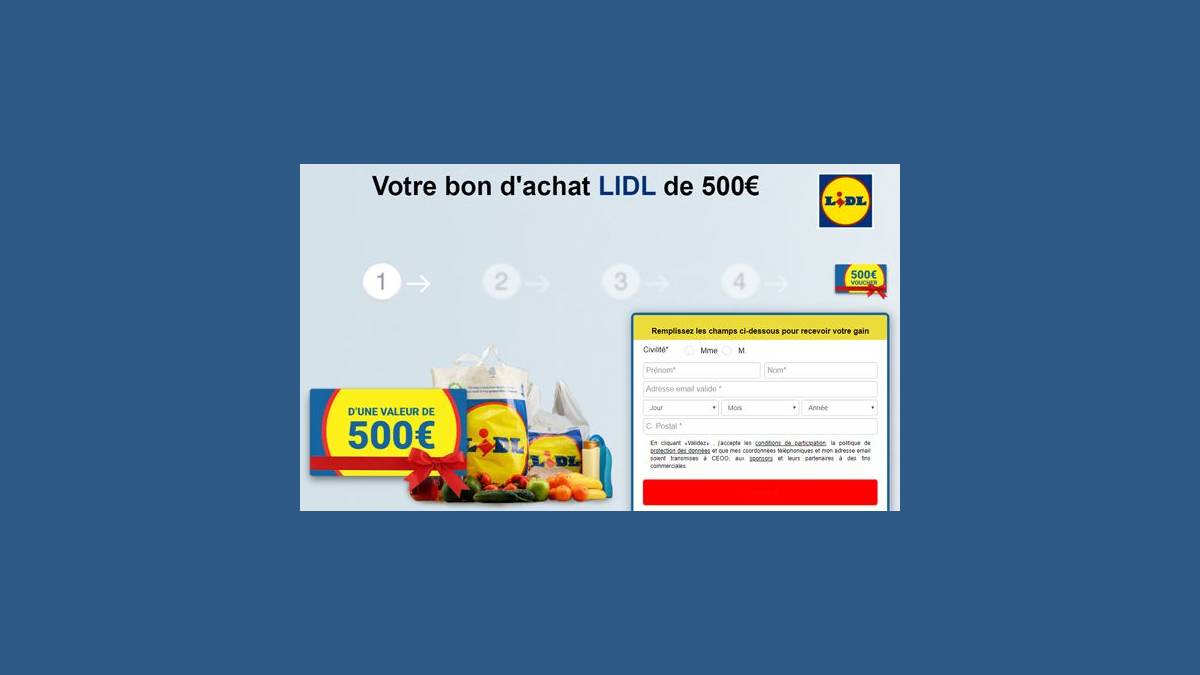 Votre bon d'achat LIDL de 500€ - Facebook