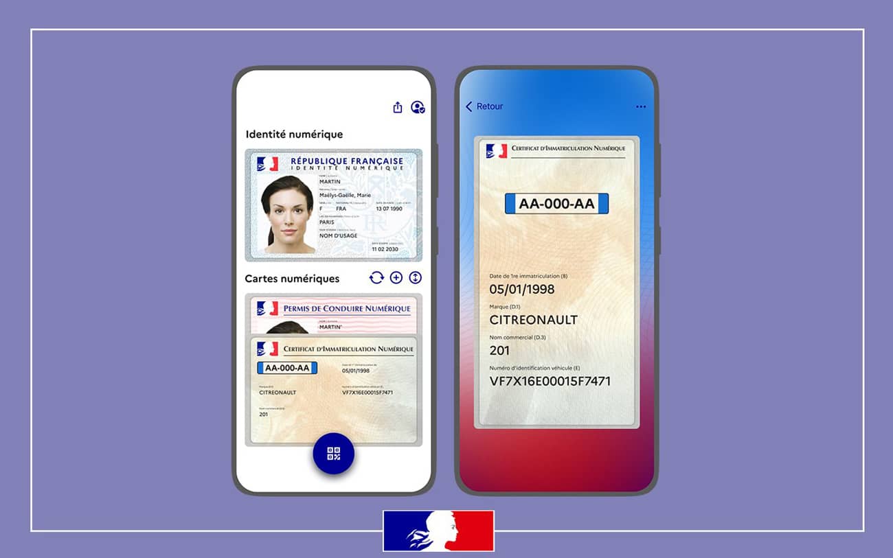 Carte grise et carte identité dématérialisées (Crédit : France Identité sur X)