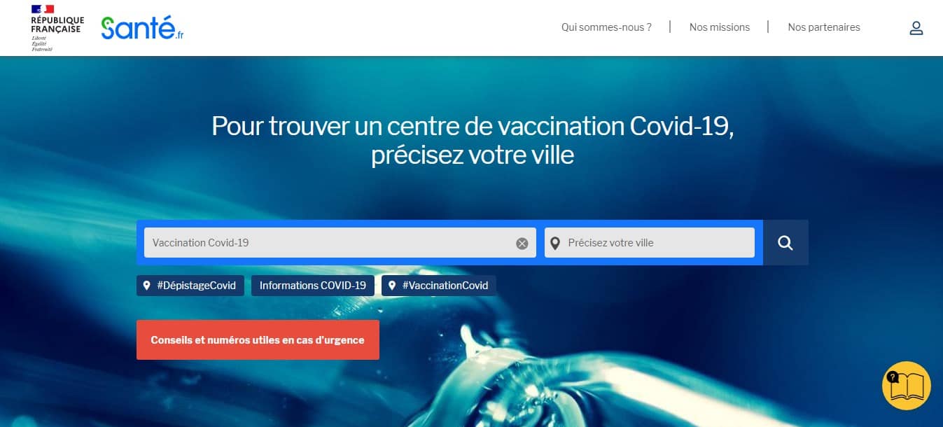 Carte centre vaccination Covid-19 Sante.fr