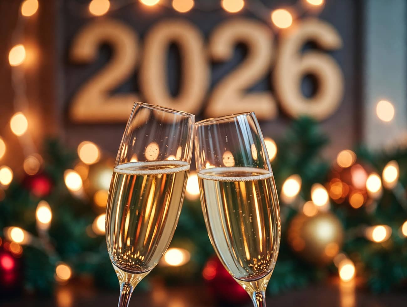 Deux coupes de champagne pour la nouvelle année (Crédit : Alex.I)