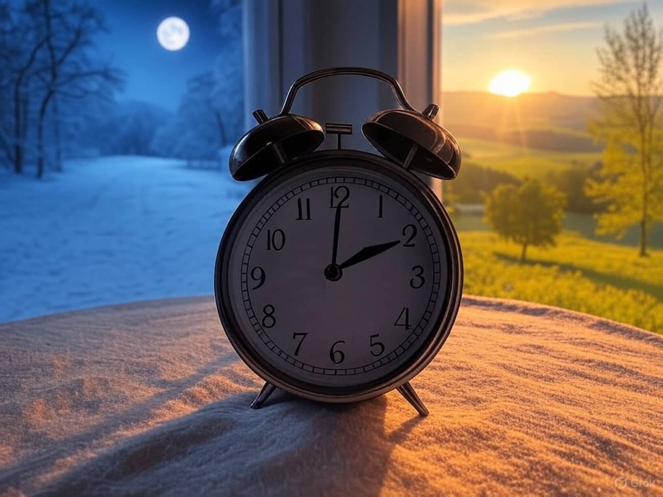 Changement d’heure : réveil hiver/été à 2 heures du matin (Crédit : Alex.I Grok)