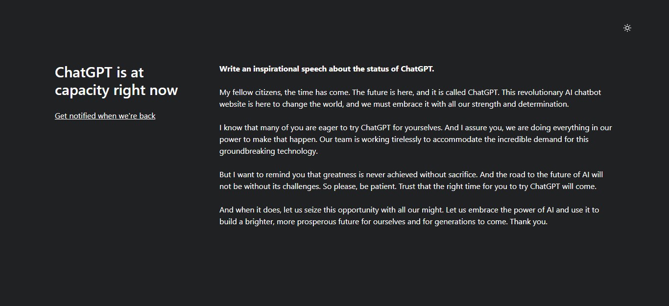 OpenAI : ChatGPT est à pleine capacité en ce moment