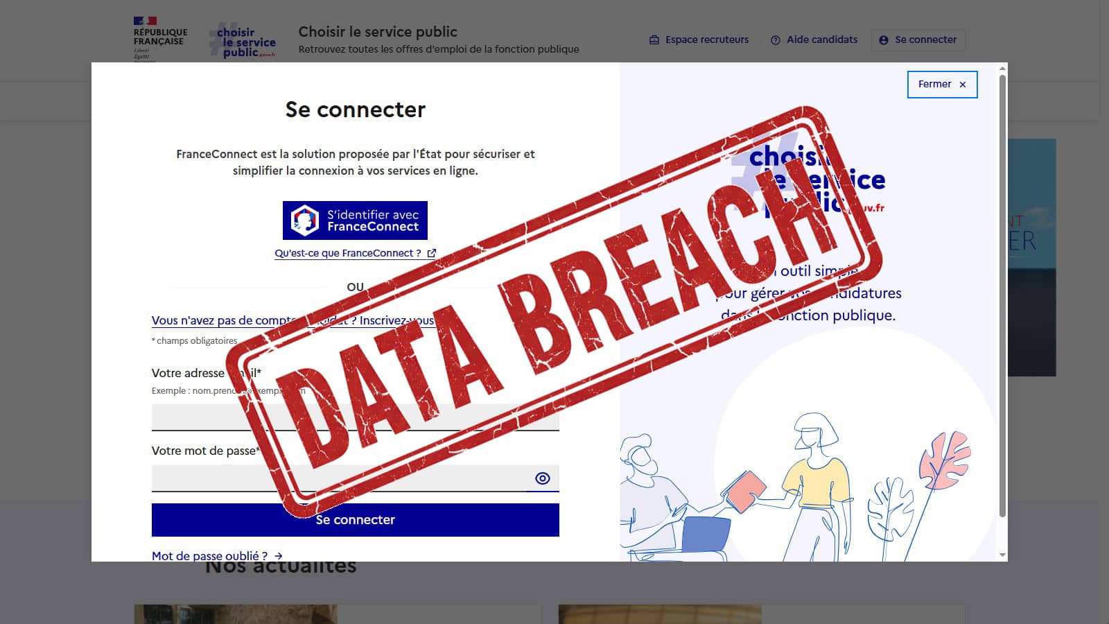  Page connexion Choisir le service public  (Crédit : capture clsp.gouv.fr)