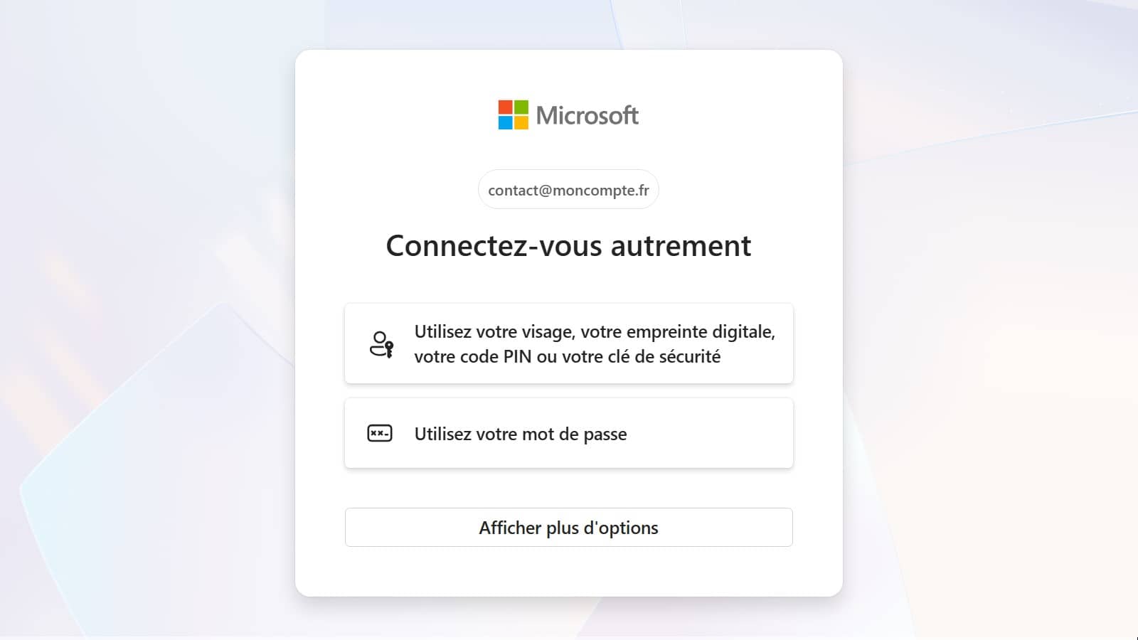 Connectez-vous autrement avec Live de Microsoft (Crédit : capture accès Outlook)