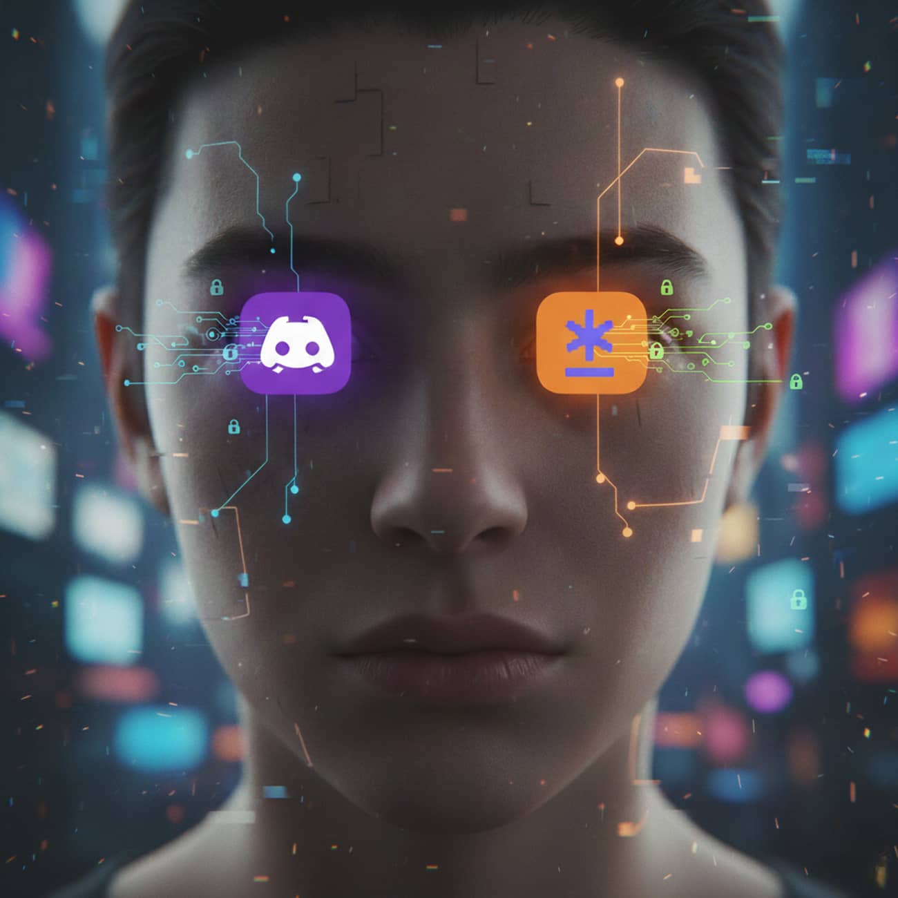 Scan visage avec le logo de Persona et Discord (Crédit : Alex.I)
