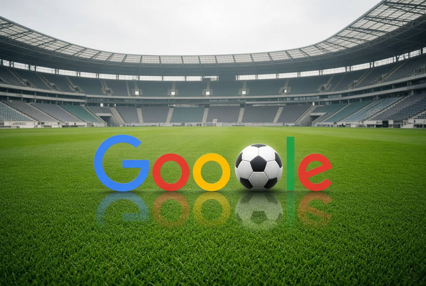 Terrain de foot et le Doodle de Google stylisé avec une image recyclée (Crédit : Alex.I)