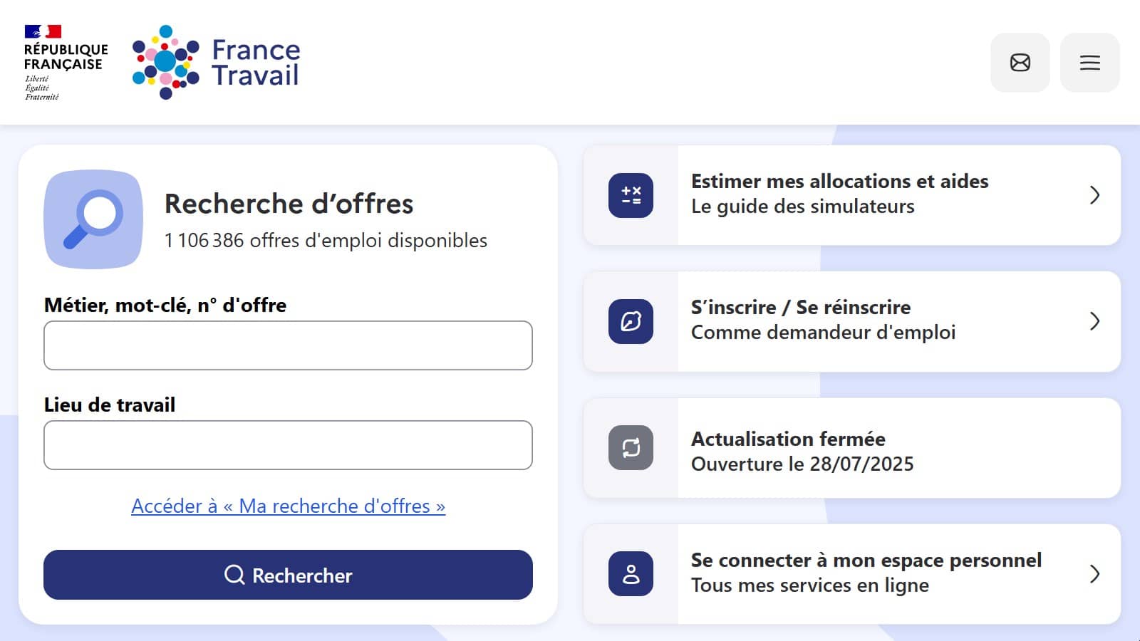 Espace France Travail des demandeurs d’emploi (Crédit : capture France Travail)