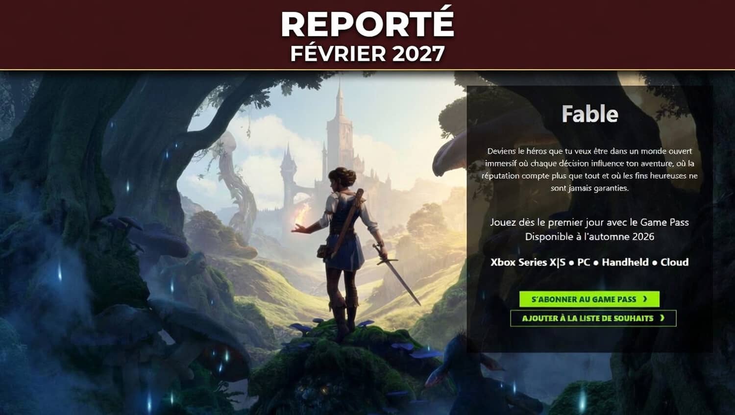 Annonce actuelle de Fable sur la page Xbox (Crédit : capture Xbox)