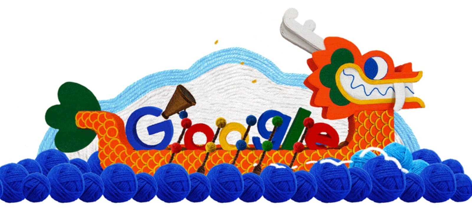 Bateau-dragon fabriqué à la main pour le Doodle de Google