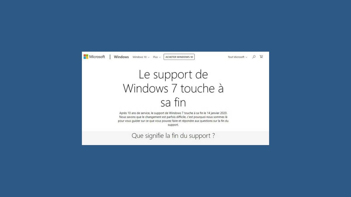 Fin du support de Windows 7 aujourd