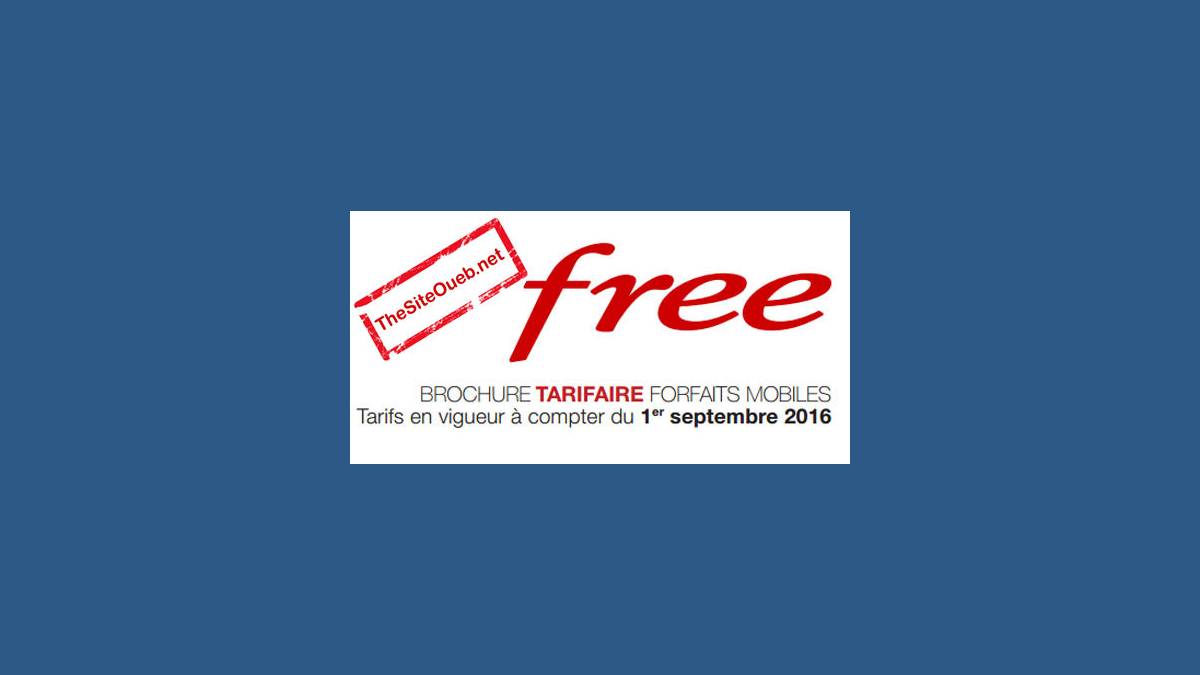 Brochure tarifaire Free Mobile 1er septembre 2016