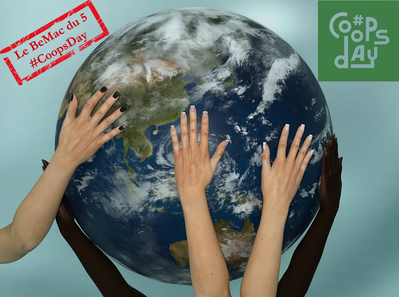 Coopération : des mains autour du globe (Crédit : Noupload)