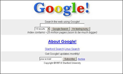 google 1997 page accueil