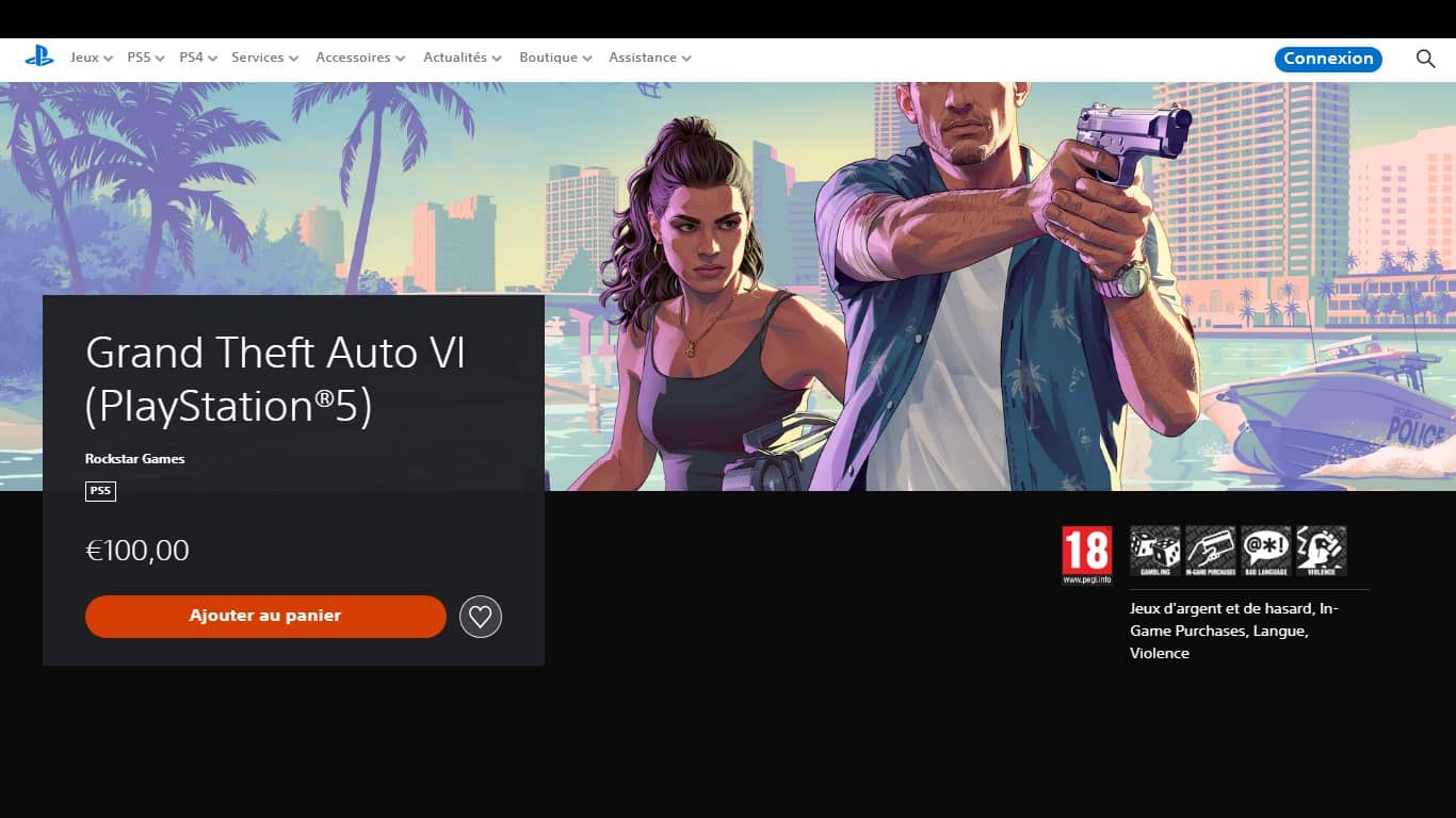 La page de GTA 6 sur le PlayStation Store (Crédit : capture modifiée Sony)