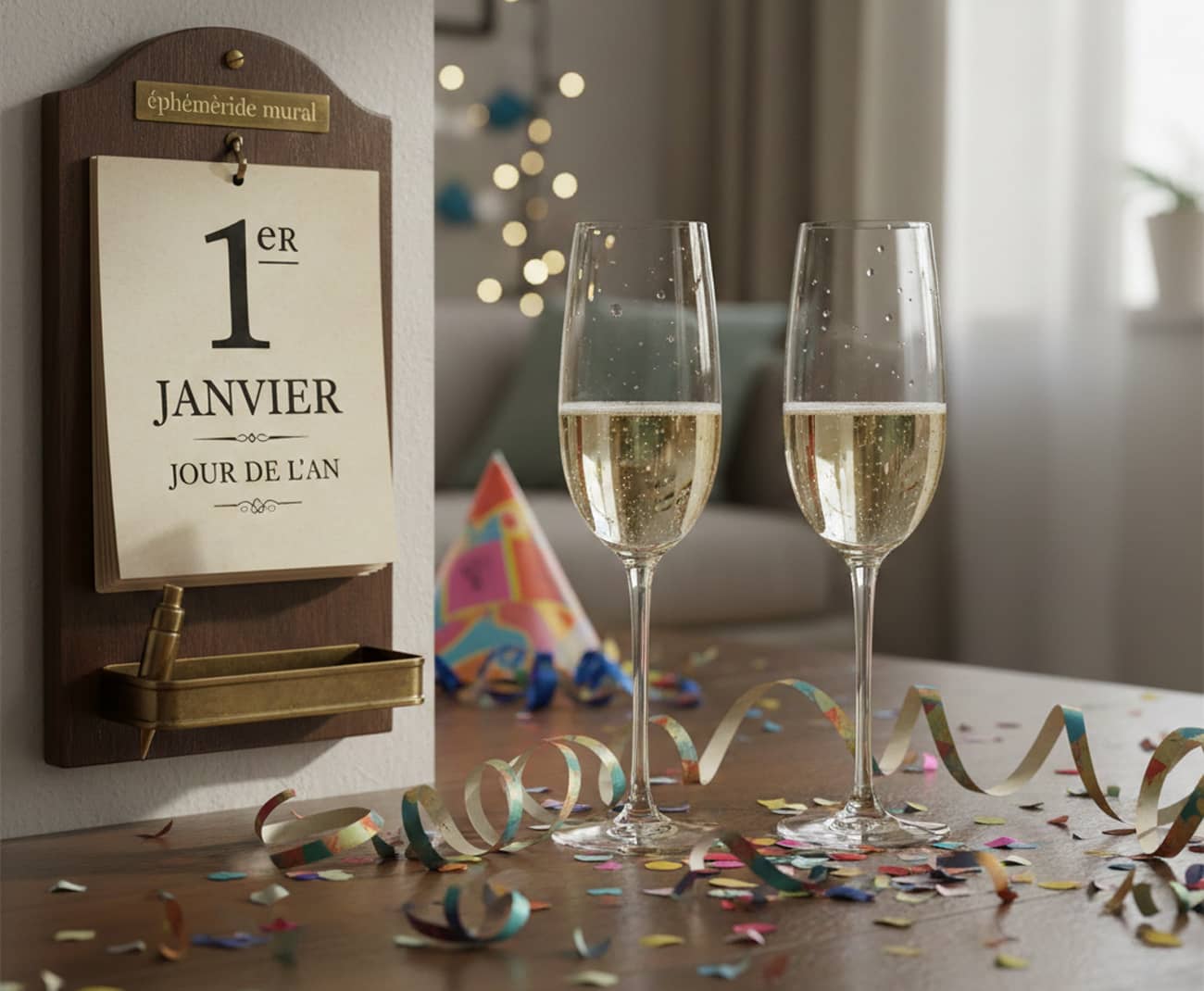 Deux coupes de champagne à moitié vides le jour de l’An (Crédit : Alex.I)