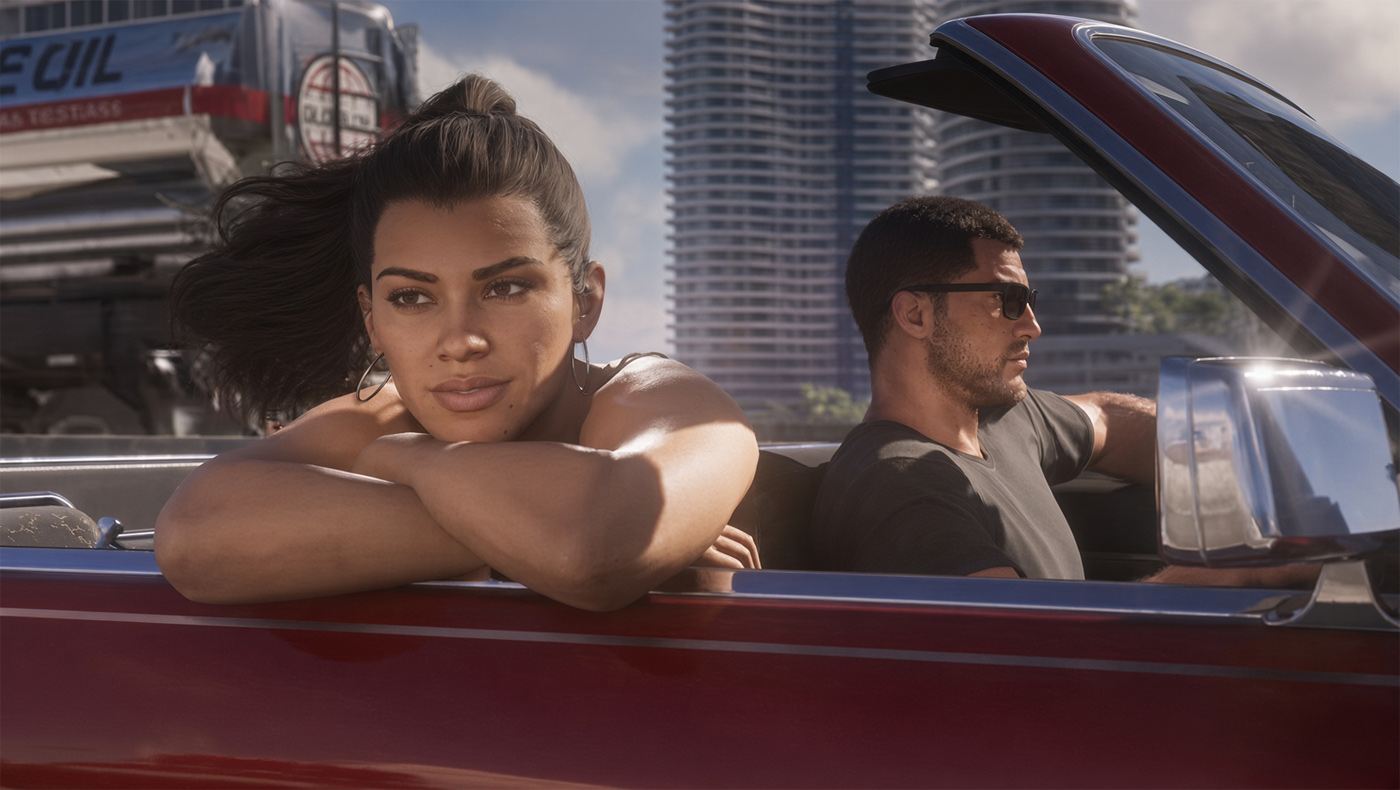 Lucia et Jason, les protagonistes de Grand Theft Auto VI (Crédit : capture Rockstar)