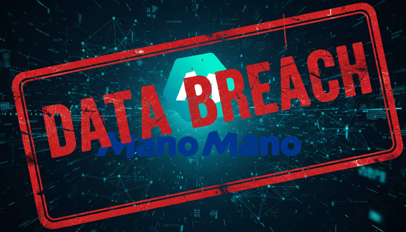 Le logo de Matomo avec un tampon data breach (Crédit : Alex.I)