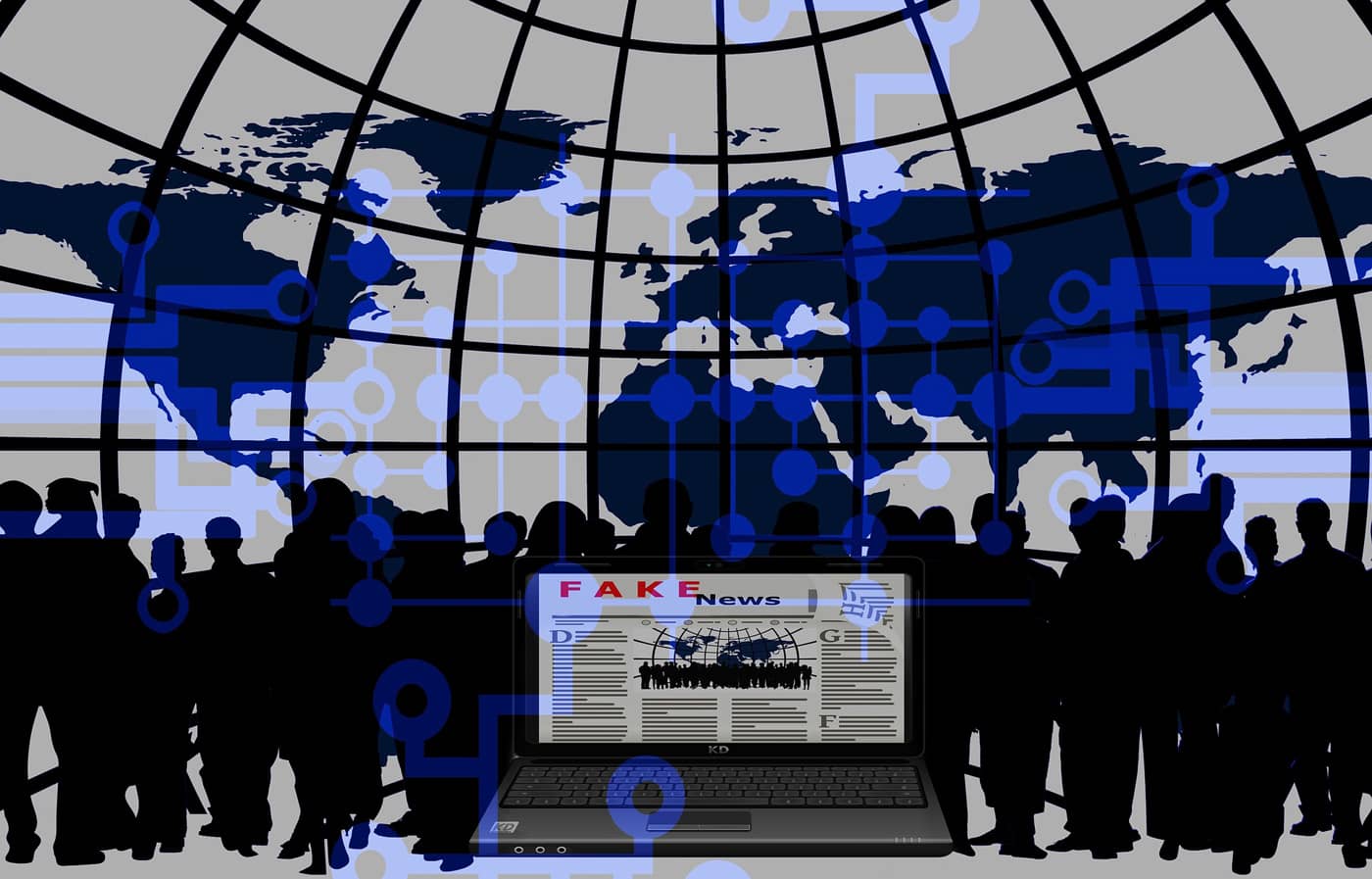 Médias et fake news dans le monde numérique (Crédit : NoName_13)