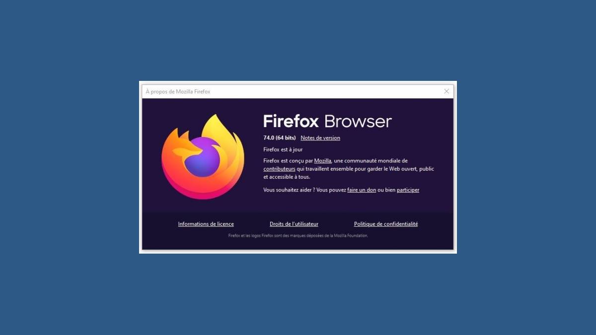 Mise à jour Firefox 74