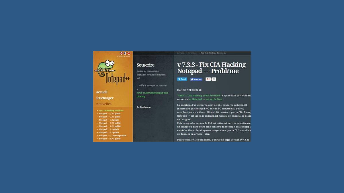 Notepad++ 7.3.3 CIA Hacking « Vault 7 »