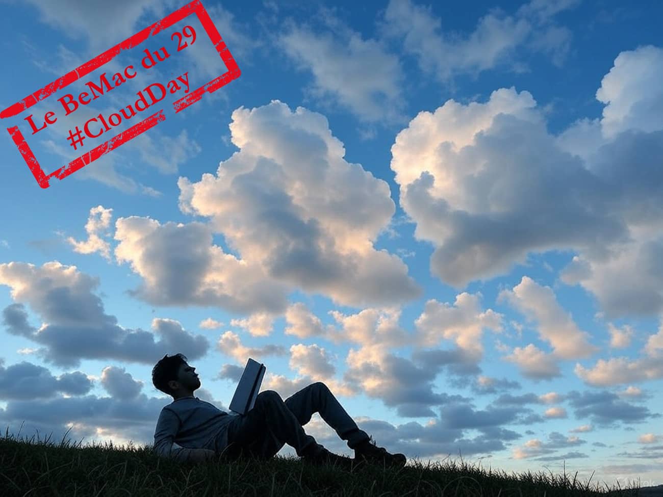 Une personne étendue sur l’herbe regardant les nuages  (Crédit : Alex.I Grok)