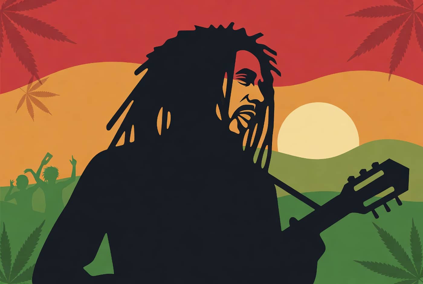 La silhouette de Bob Marley pour ce jour du Reggae (Crédit : Alex.I)