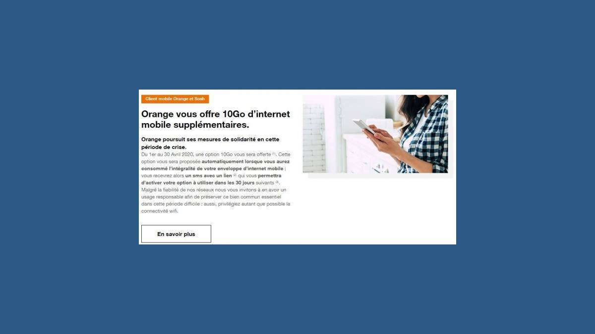 Orange vous offre 10 Go d'Internet mobile