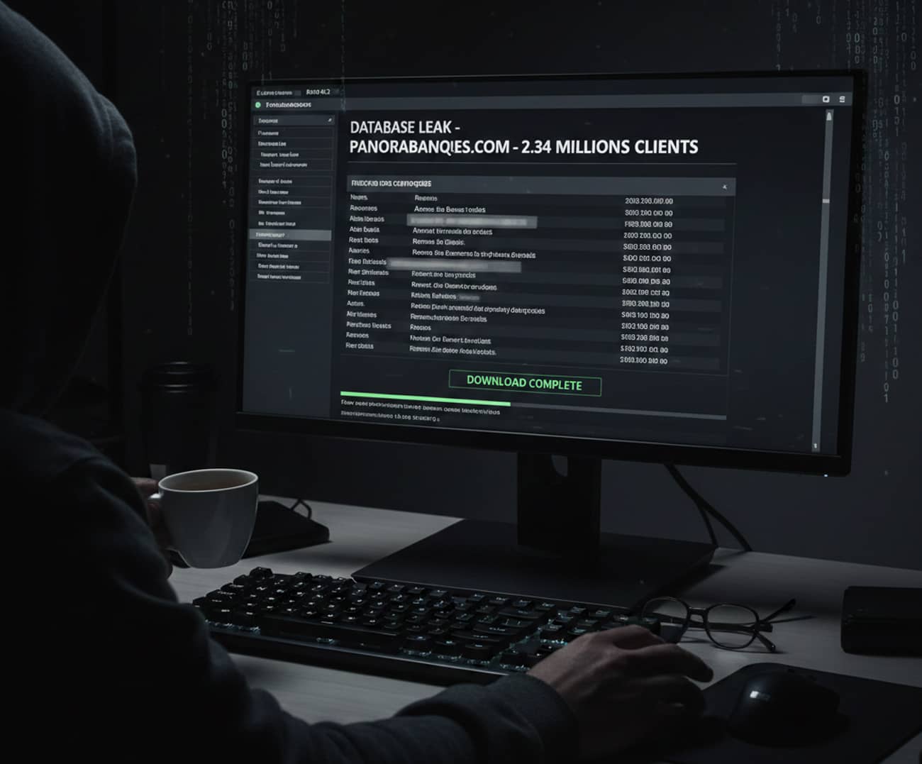 Illustration du database leak de Panorabanques (Crédit : Alex.I)