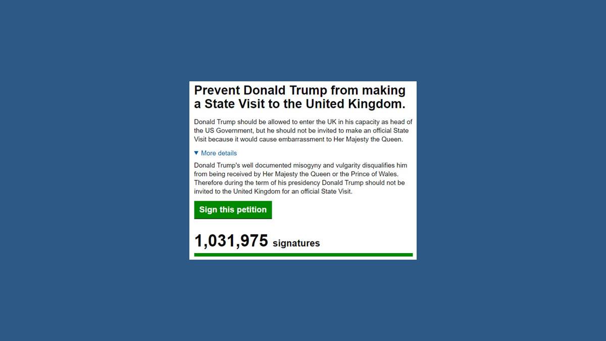 Pétition contre la visite de Trump au Royaume-Uni