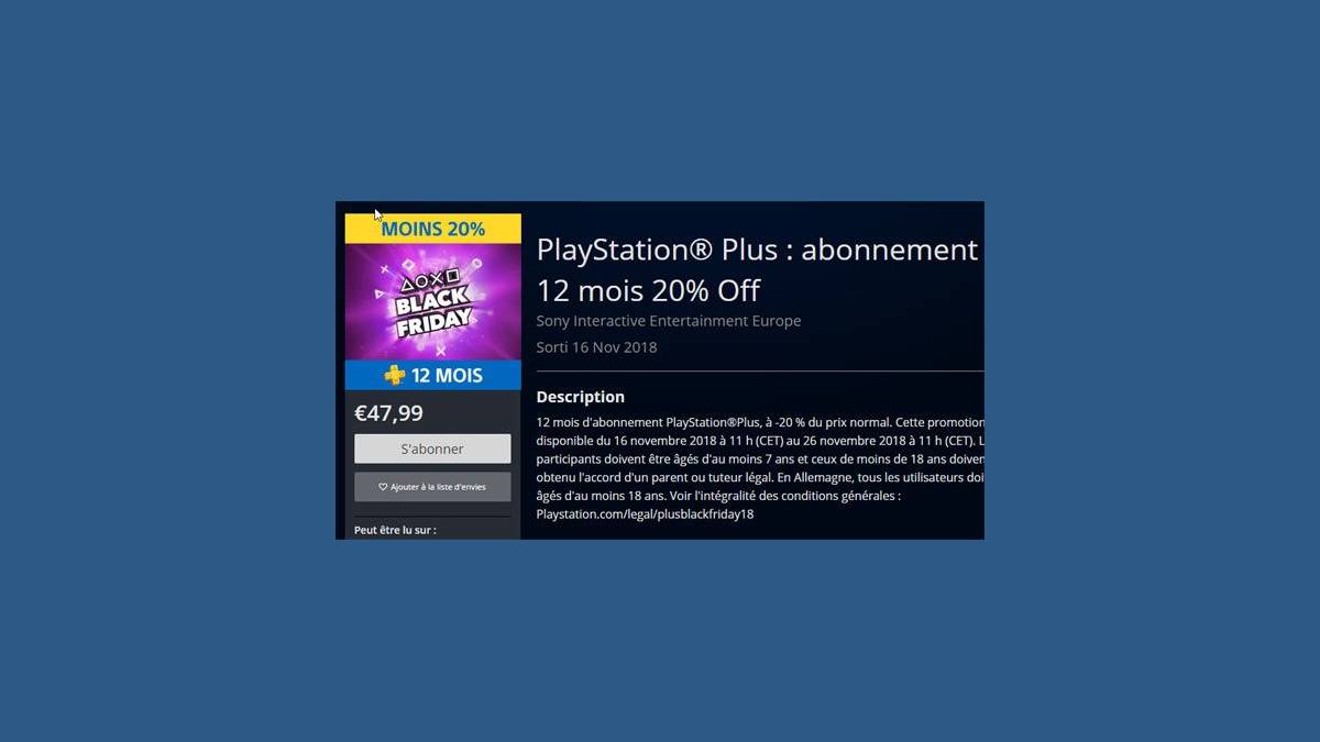 Sony PlayStation Plus 12 mois 47,99 €