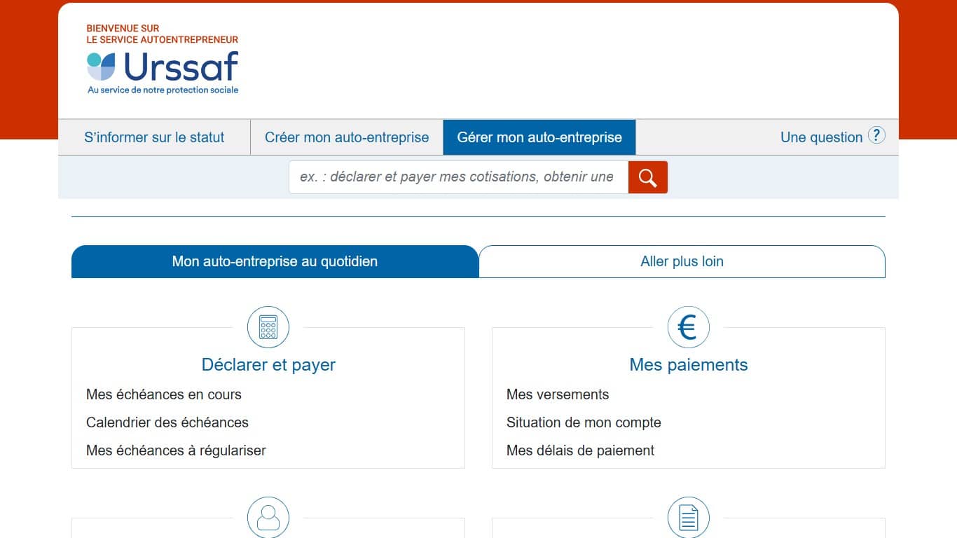 Portail de l’autoentrepreneur (Crédit : capture URSAFF)