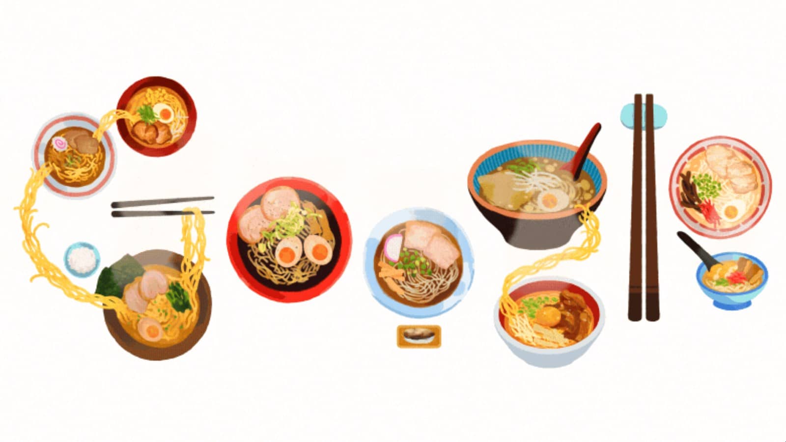 Doodle qui célèbre le ramen au Japon (Crédit : Doodle Google)