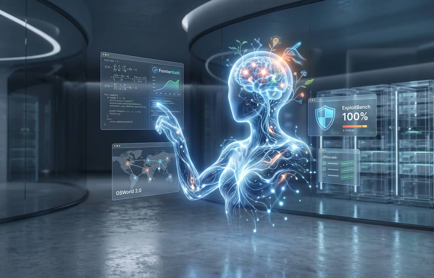 Représentation d’une AGI devant son écran interactif (Crédit : Alex.I)