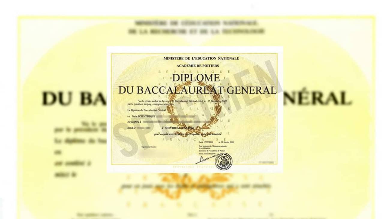 Résultats du Bac 2025 – Le diplôme du baccalauréat général (spécimen)