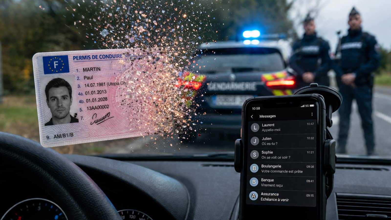 Disparition permis de conduire téléphone au volant (Crédit : Alex.I)