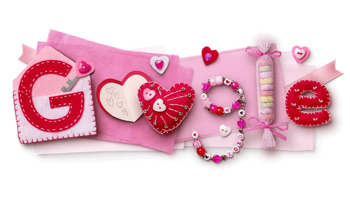 Un Doodle fait main pour la Saint-Valentin (Crédit : Doodle sur Google)