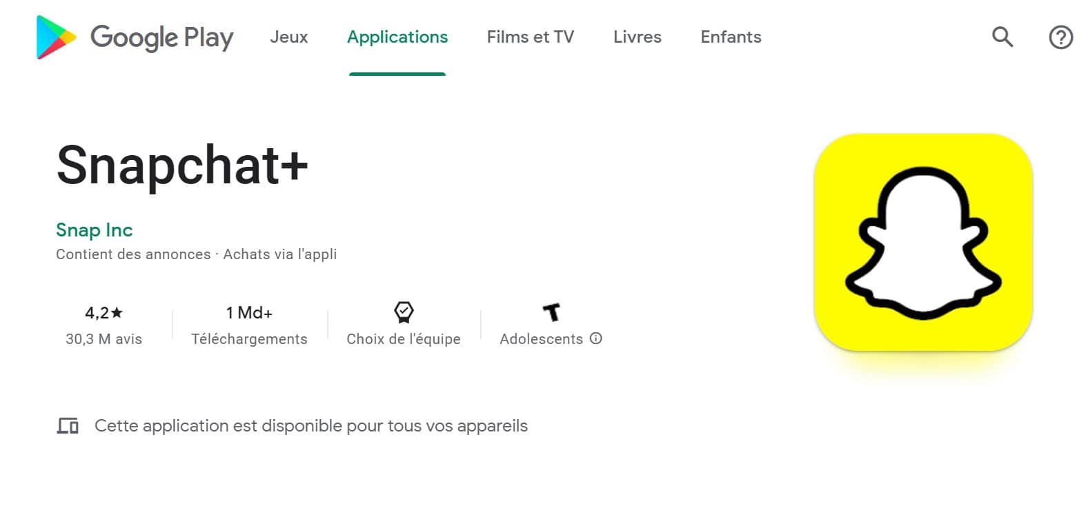 Snapchat – Snapchat+ sur le Play Store Android