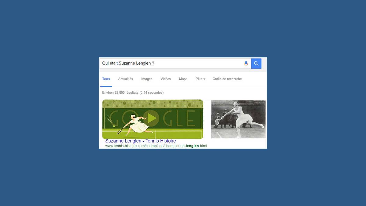 Doodle Suzanne Lenglen et Featured snippets