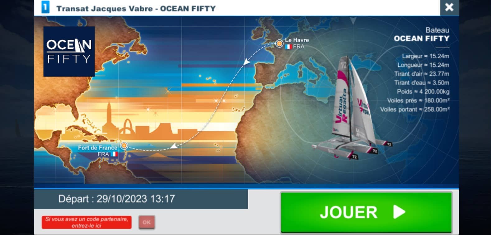 Transat Jacques Vabre 2023 : la course virtuelle sur Internet avec Virtual Regatta