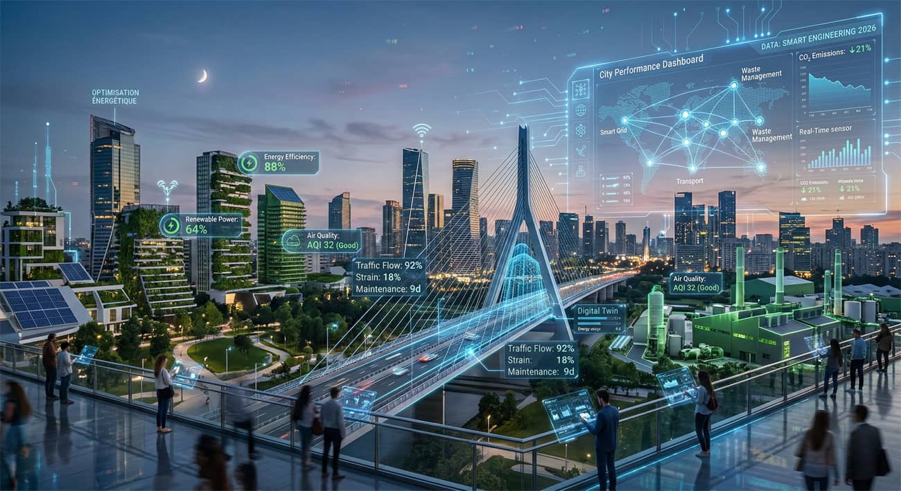 Représentation d’une ville numerique dans le futur (Crédit : Alex.I)