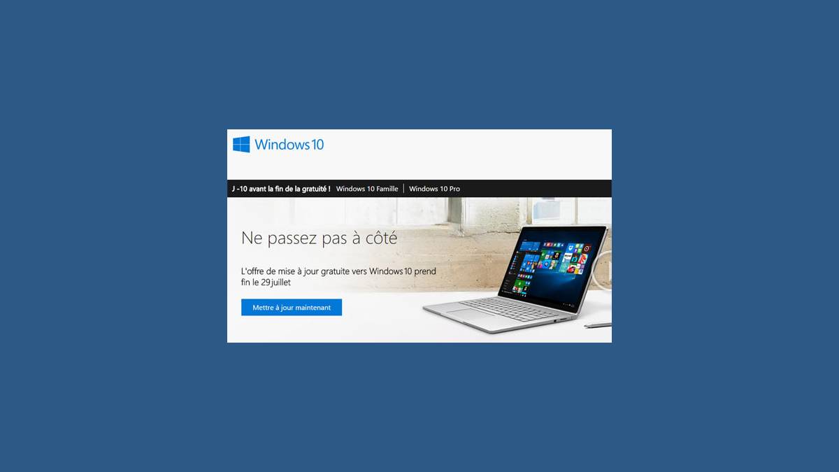 Mise à niveau gratuite Windows 10