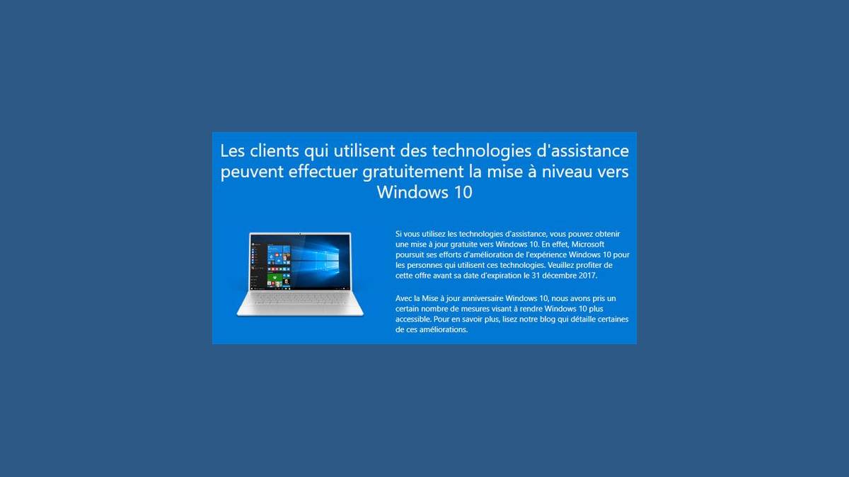 Mise à niveau gratuite vers Windows 10