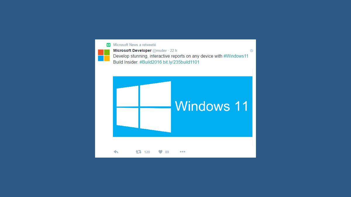 Tweet Build 2016 Windows 11